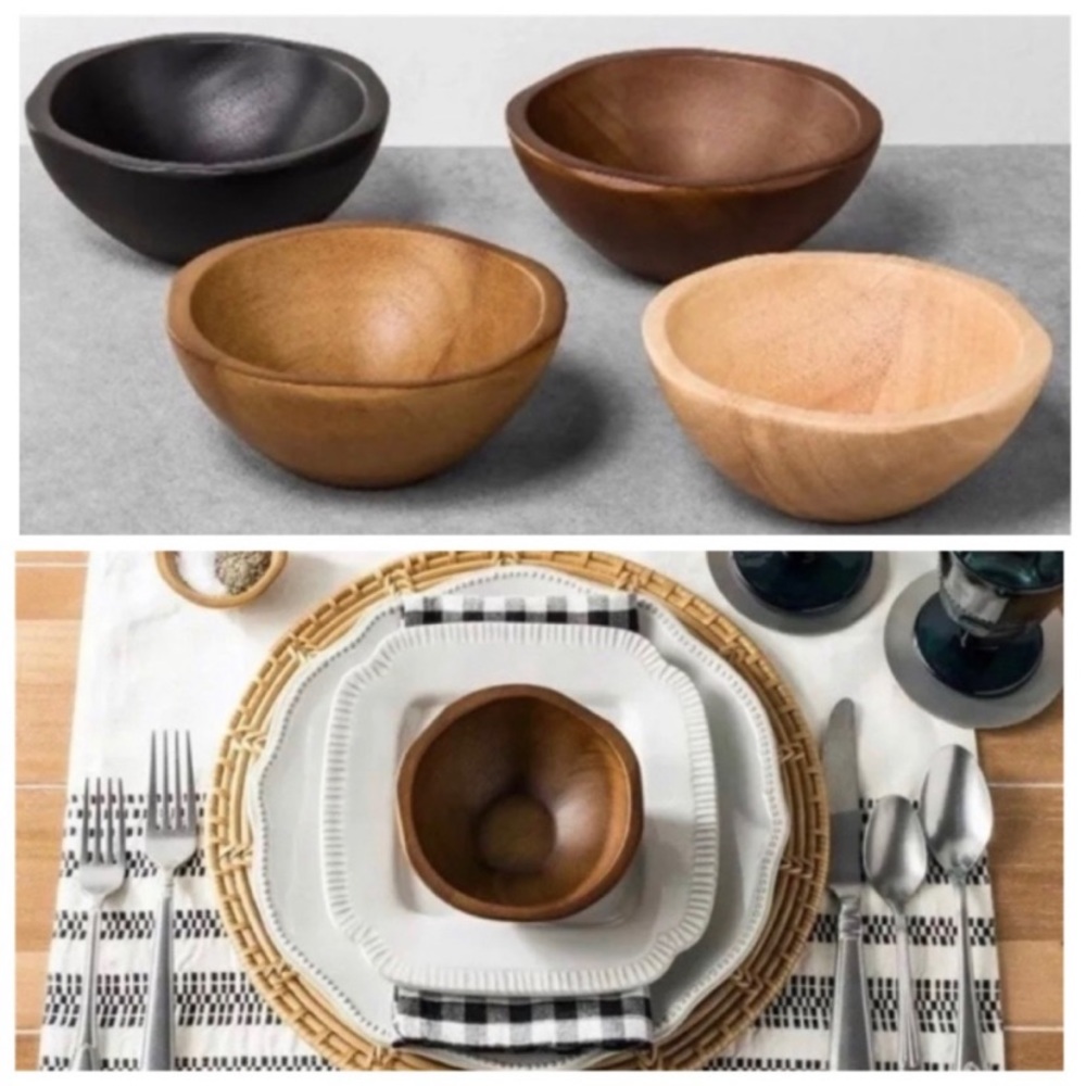 Set of 4 Hearth & Hand Magnolia Wood Bowls - NWT